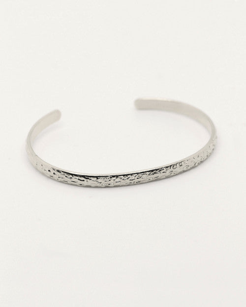 Jonc Nilaï texturé ajustable argenté