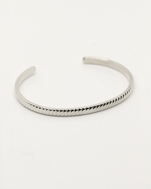 Jonc Nilaï strié ajustable argenté