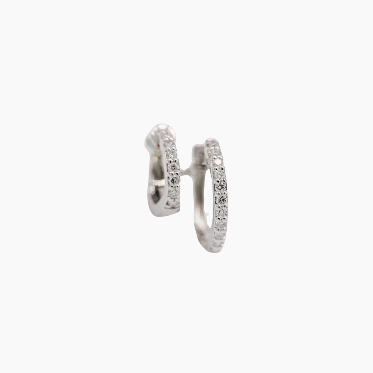 Boucle d'Oreille Unique - Double Créole Marie - Or blanc