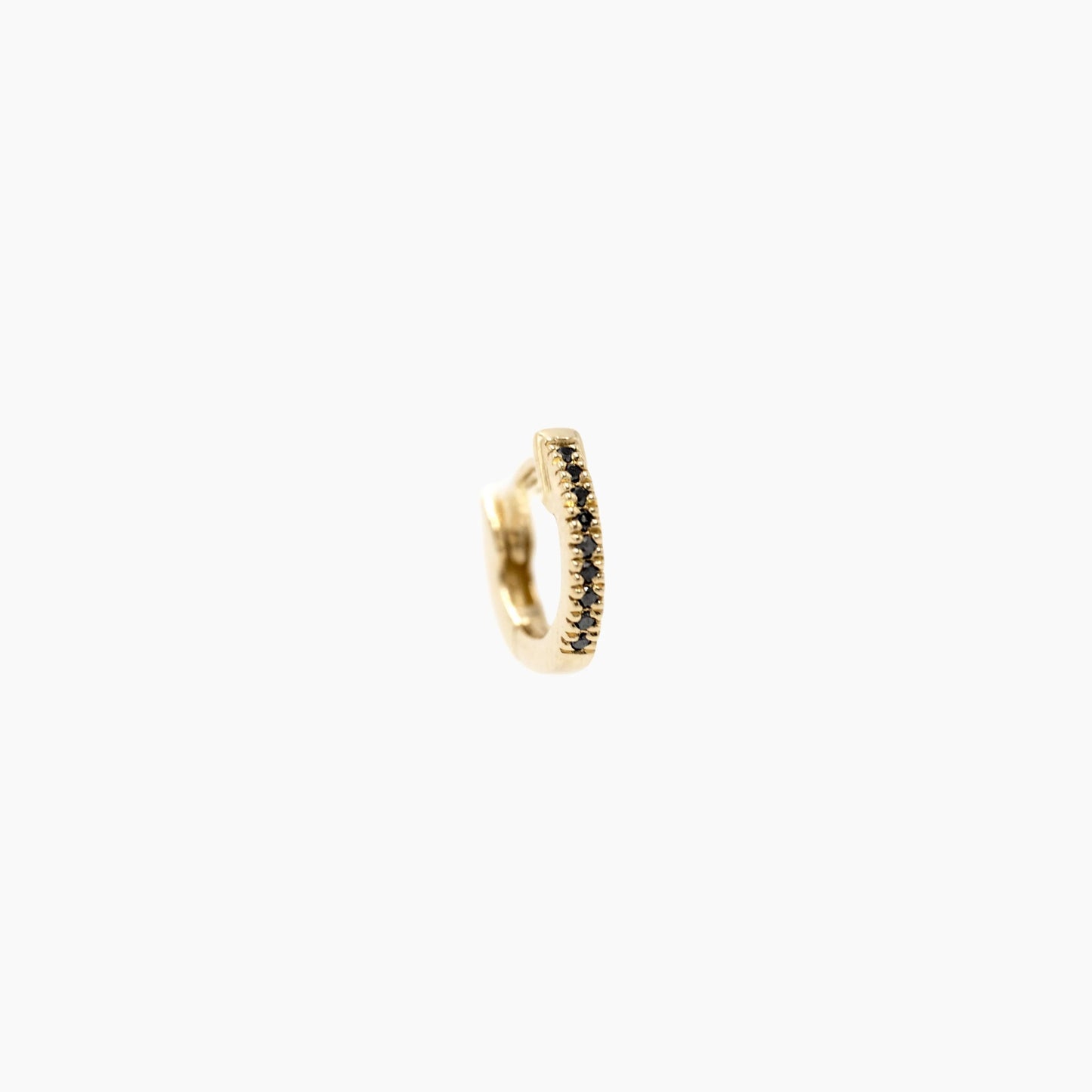 Boucle d'Oreille Unique - Créole Daylight Diamants Noirs - Or Jaune - 6mm