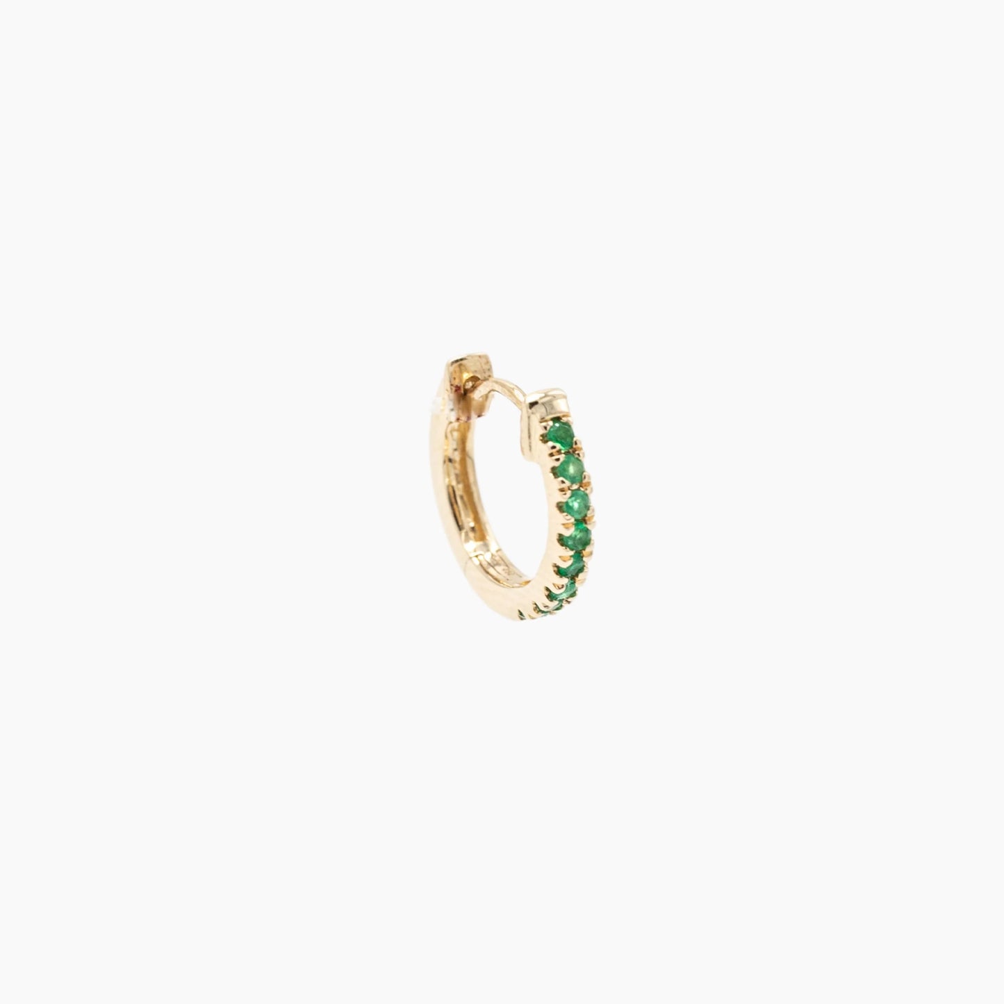 Boucle d'Oreille Unique - Créole Daylight Émeraude - Or Jaune - 7 mm