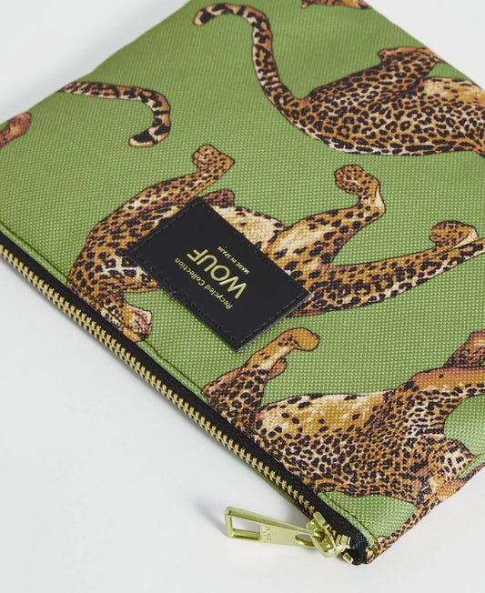 Olive Leopard Pouch