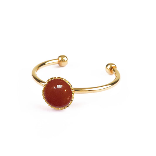 Bague réglable athéna de la marque nilai avec pierre cornaline