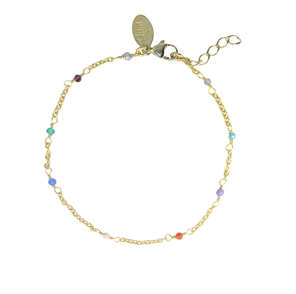 Bracelet Nilaï orné de perles colorées en pierre semi précieuse