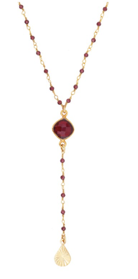 Collier type chapelet Nilaï orné de pierres grenat