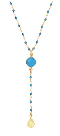Collier type chapelet Nilaï orné de pierres turquoise