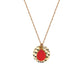 Collier Nilaï fin chaîne avec médaillon rond doré et pierre agate rouge