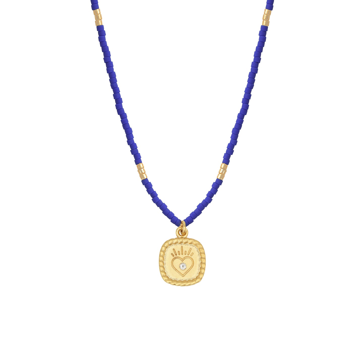 Collier Mini Oracles coeur en perles de miyuki bleues de la marque Nilai