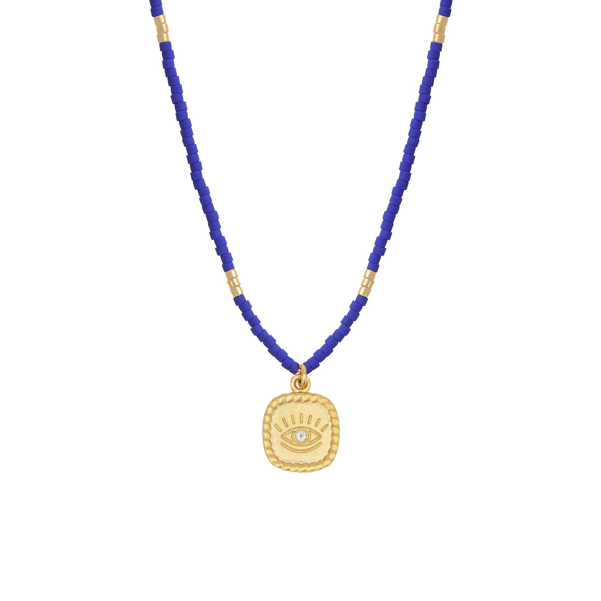 Collier Mini Oracles oeil en perles de miyuki bleues de la marque Nilai