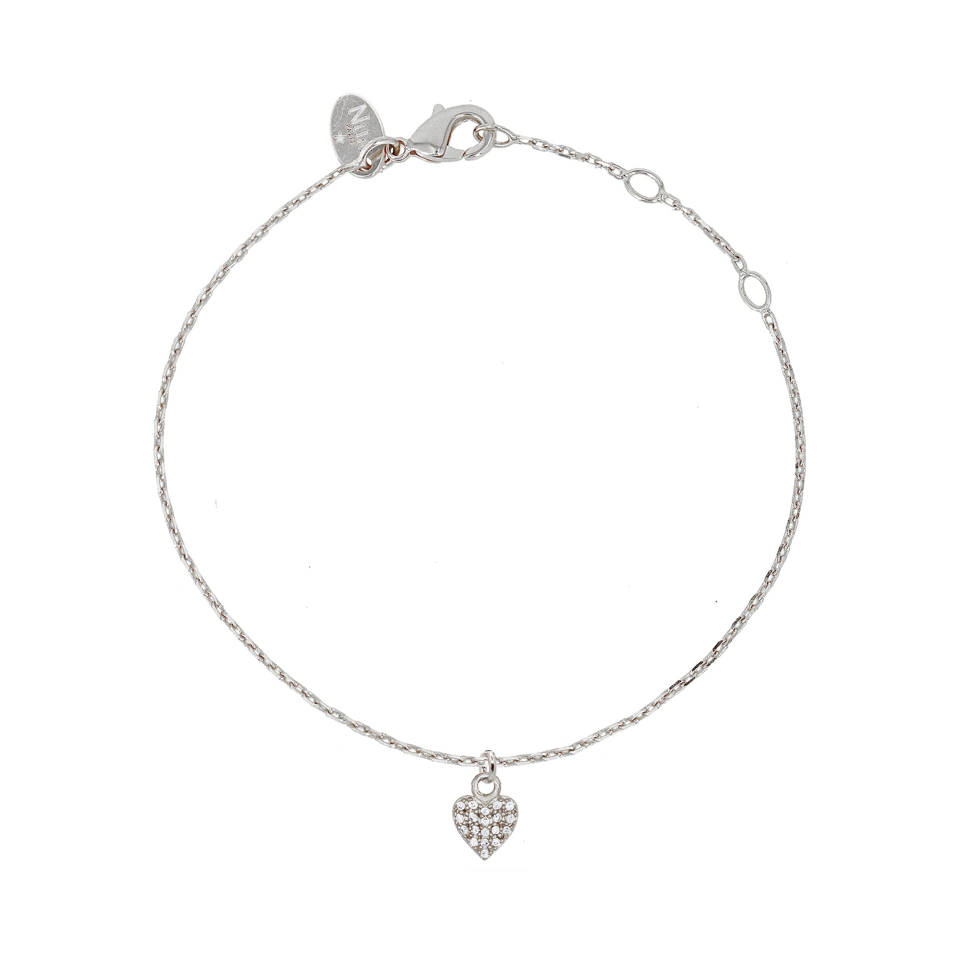 Bracelet Nilai modèle lily argent avec pendentif coeur