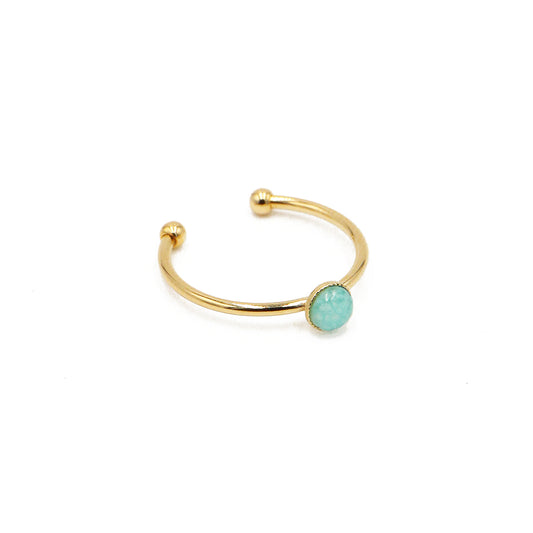 Bague mini athéna nilai ornée d'une pierre ronde amazonite