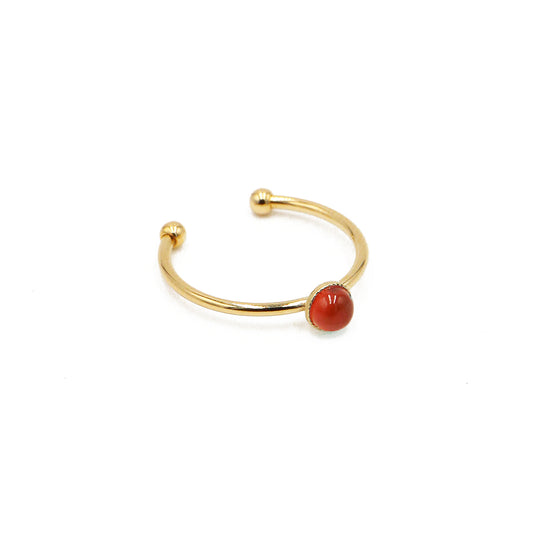 Bague mini athéna nilai ornée d'une pierre ronde cornaline