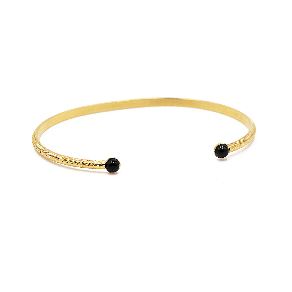 Jonc mini nilai avec pierre naturelle agate noire