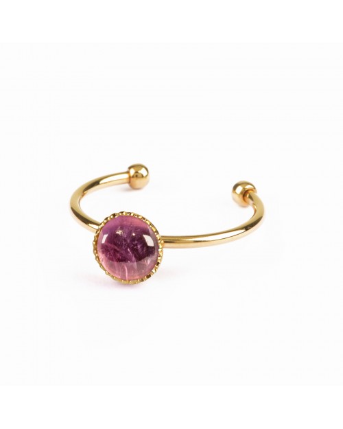 Bague réglable athéna de la marque nilai avec pierre améthyste