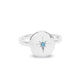 Bague argentée gravée Etoile Nord et ornée zircon turquoise 