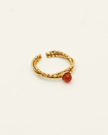 Bague Nilaï torsadée ornée pierre cornaline