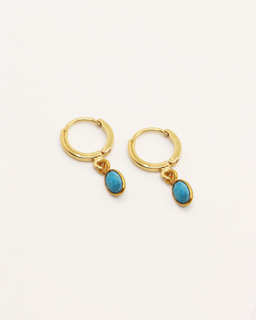 Mini créoles Nilaï pendantes pierre turquoise