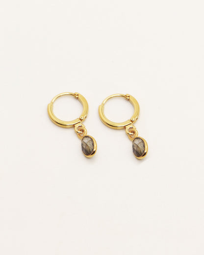 Mini créoles Nilaï pendantes pierre labradorite
