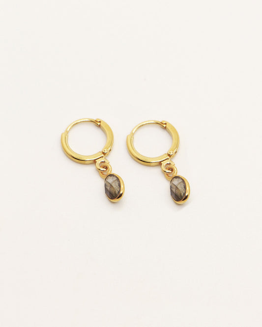Mini créoles Nilaï pendantes pierre labradorite