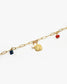 Bracelet Nilaï maille orné pendentifs colorés et médaillon carré avec fleur