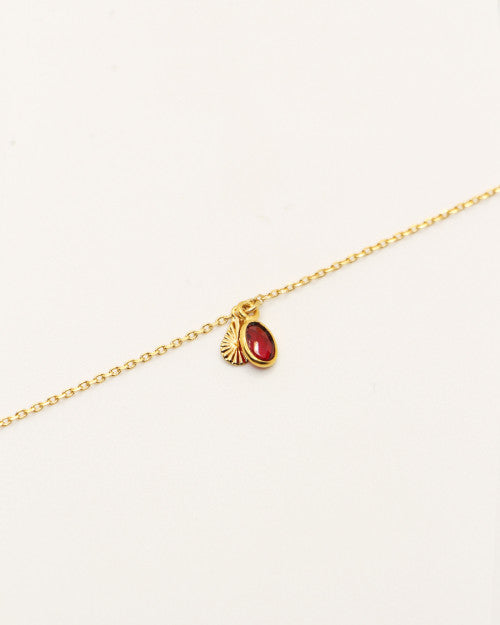 Bracelet Nilaï fin pierre agate rouge petit pendentif