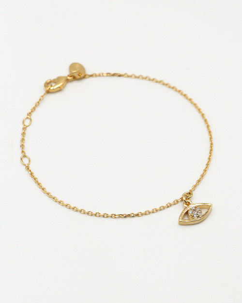 Bracelet fin plaqué or avec pendentif oeil