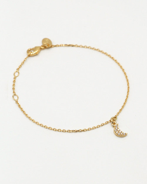 Bracelet fin plaqué or avec pendentif lune
