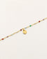 Bracelet Nilaï orné perles colorées pierre semi précieuse multicolore et petite médaille
