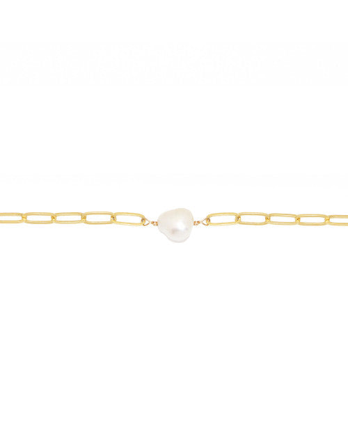 Bracelet Nilaï maille orné perle d’eau douce blanche