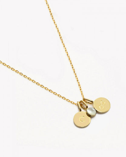 collier long chaine en plaqué or 24 carats personnalisables orné de médailles avec lettres