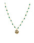Collier Nilaï orné perles colorées vertes et petite médaille