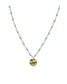 Collier Nilaï orné perles colorées bleues et petite médaille