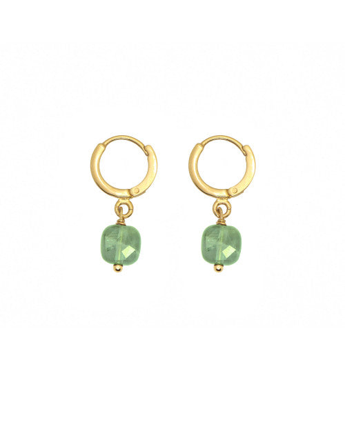 Petites boucles d’oreilles ornées d’une pierre semi-précieuse carrée aventurine